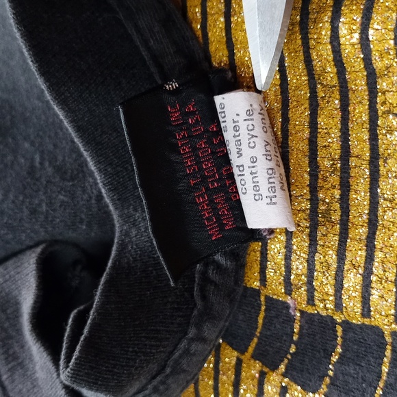 Vintage 90s Diamond Dust tropical Sunset GOLD Graphic Single Stitch T-Shirt - Picture 6 of 6